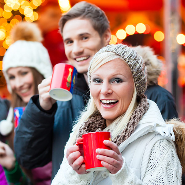 Hot wine at the harbor Christmas market Hot wine at the harbor Christmas market